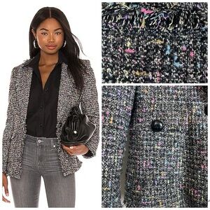 Revolve Central Park West Black Tweed Blazer‎ Size Small